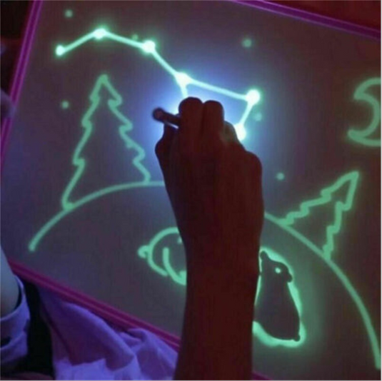 Luminous 3D Doodle Board: 8-Color Light-Up Sketch Pad with Magic Puzzle Features